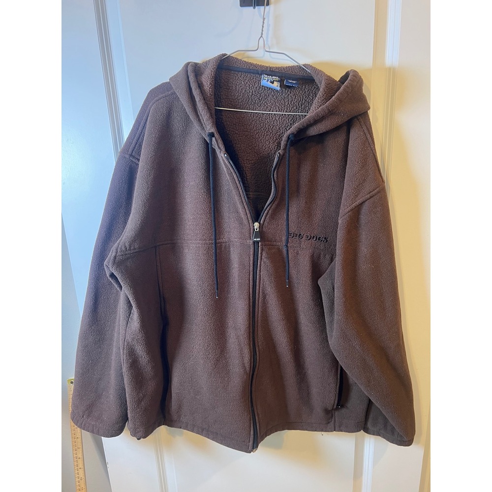 Big Dogs Mens Fleece Jacket Sherpa Lined Full Zip Brown XL